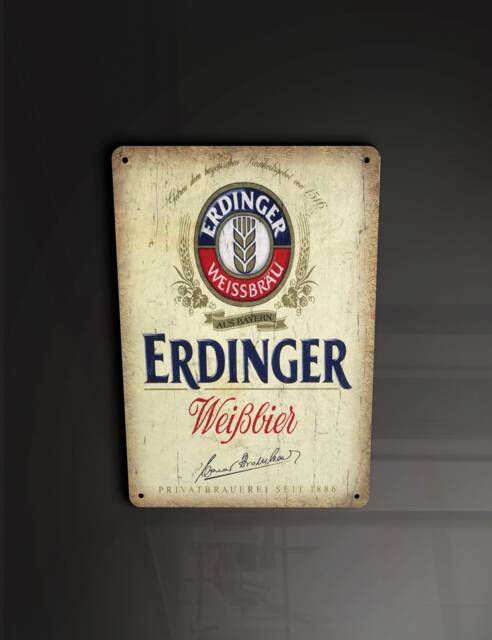 Alpdolf Erdinger Weissbier Larger Beer Garage Kitchen - Metal Sign Plaque Wall Art Decor Signage