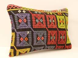 Anatolian Kilim Pillow, Striped Handwoven Sofa Pillow, 14x20 Decorative Cushion Cover Throw Pillow 4Bef-238 - thumbnail 1