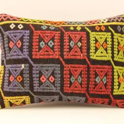 Anatolian Kilim Pillow, Striped Handwoven Sofa Pillow, 14x20 Decorative Cushion Cover Throw Pillow 4Bef-238 - thumbnail 2