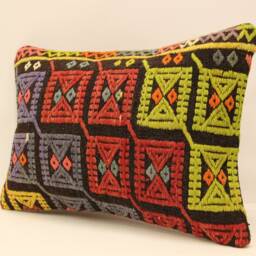 Anatolian Kilim Pillow, Striped Handwoven Sofa Pillow, 14x20 Decorative Cushion Cover Throw Pillow 4Bef-238 - thumbnail 3
