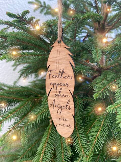 Christmas Memorial Decoration - Thinking Of You Feather in Memory Decoration - image 1