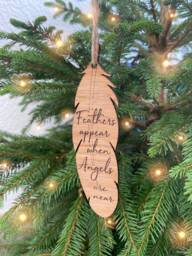 Christmas Memorial Decoration - Thinking Of You Feather in Memory Decoration - thumbnail 1