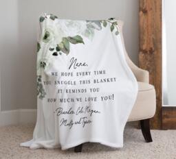 Gift From Kids, Grandma Quote, Custom Quote Blanket, Christmas Present, Floral Style Personalized Mom - thumbnail 1