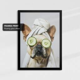 French Bulldog Beauty Care Towel Bath Tub Framed Poster Print & Canvas Wall Decor Art Painting Bedroom Home Bathroom Dog Lover Gift - thumbnail 2