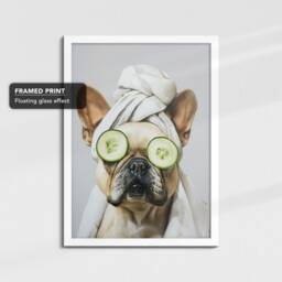 French Bulldog Beauty Care Towel Bath Tub Framed Poster Print & Canvas Wall Decor Art Painting Bedroom Home Bathroom Dog Lover Gift - thumbnail 3