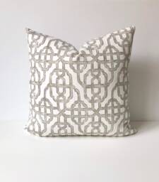 Taupe Gray & White Trellis Decorative Pillow Cover, Imperial Lattice - thumbnail 1