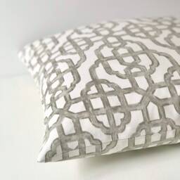 Taupe Gray & White Trellis Decorative Pillow Cover, Imperial Lattice - thumbnail 2