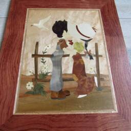 Kissing Couple Marquetry Wood Wall Art, Wedding Gift - thumbnail 4