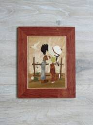 Kissing Couple Marquetry Wood Wall Art, Wedding Gift - thumbnail 1