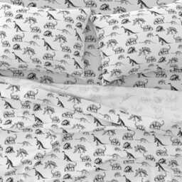 Dinosaur Sheets - Museum Animals By Bohobear Skeleton Animal Bones Black & White Cotton Sateen Sheet Set Bedding Spoonflower - thumbnail 3