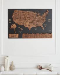 National Park Map Poster, Push Pin Maps Travel Map, Large Us Wooden Wall Art, Apartment Wood Decor, 5Th Anniversary Gift