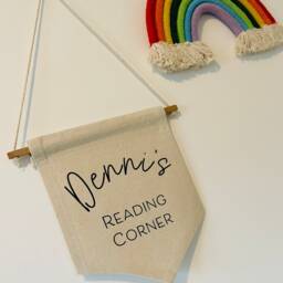 Reading Corner Banner - Personalised Sign Playroom Nursery Children's Room Wall Hanging Canvas - thumbnail 2