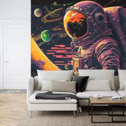 Psychedelic Space Mural, Universe Wallpaper, Kids Room Decor, Peel & Stick Wall Decal - thumbnail 3