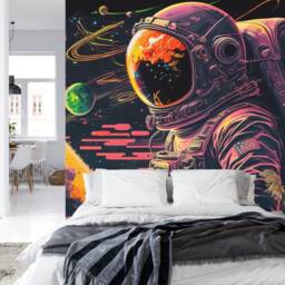 Psychedelic Space Mural, Universe Wallpaper, Kids Room Decor, Peel & Stick Wall Decal - thumbnail 2