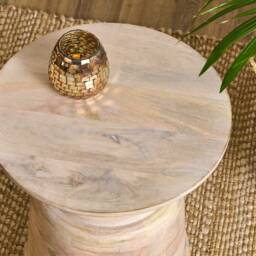 White Wash Side Table Mango Wood - thumbnail 3