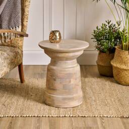 White Wash Side Table Mango Wood - thumbnail 4