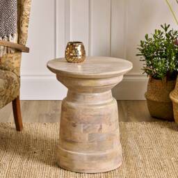 White Wash Side Table Mango Wood - thumbnail 2