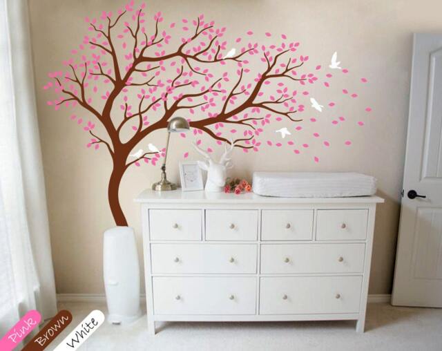 Large Tree Wall Decal Whimsical Nursery Decor With Birds & Leaves - image 1