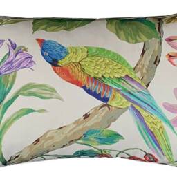 Colorful Birds Cushion Cover Botanical Floral Pattern Tree Plants Nature Inspired - thumbnail 3