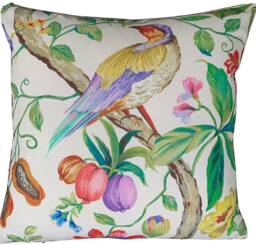 Colorful Birds Cushion Cover Botanical Floral Pattern Tree Plants Nature Inspired - thumbnail 1