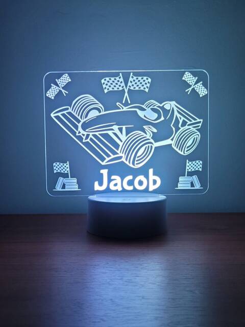 Personalised Formula 1 Night Light Laser Engraved Racing Car Lamp - image 1