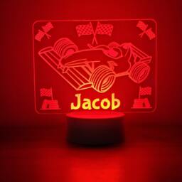 Personalised Formula 1 Night Light Laser Engraved Racing Car Lamp - thumbnail 3