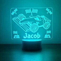 Personalised Formula 1 Night Light Laser Engraved Racing Car Lamp - thumbnail 2