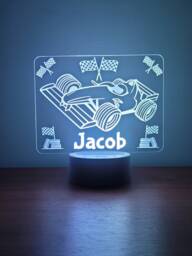 Personalised Formula 1 Night Light Laser Engraved Racing Car Lamp - thumbnail 1