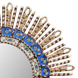 Peruvian Blue Eye Mirror 60 cm Handmade Wall Decor - Carved Wood Round Statement For Living Room Bathroom - thumbnail 2