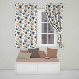 Cute Halloween Ghost Pumpkin Bat Cat Seamless Pattern Soft Lilac Background Readymade Eyelet Ring Top Thermal 100% Blackout Curtains - thumbnail 1
