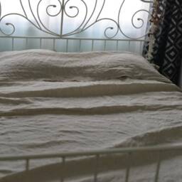 Linen Flat Sheet 100% Flax Softened Sheet Twin Queen King Size Washed Upper Linen Sheet Natural Grey Color Oatmeal Flax Bedding - thumbnail 3