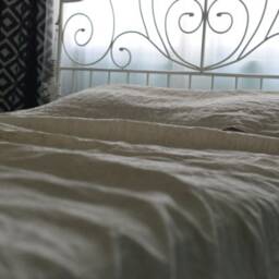 Linen Flat Sheet 100% Flax Softened Sheet Twin Queen King Size Washed Upper Linen Sheet Natural Grey Color Oatmeal Flax Bedding - thumbnail 2