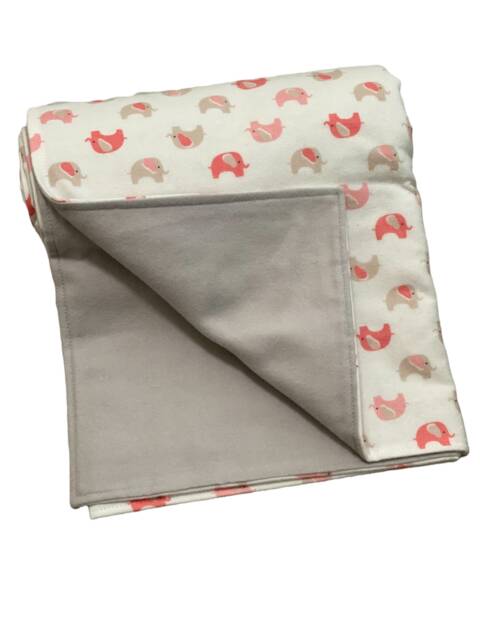 Organic Cotton Coral Elephant Stroller Blanket - Soft Baby Nursery Bedding - image 1