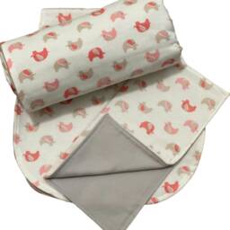 Organic Cotton Coral Elephant Stroller Blanket - Soft Baby Nursery Bedding - thumbnail 4