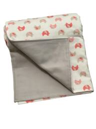 Organic Cotton Coral Elephant Stroller Blanket - Soft Baby Nursery Bedding - thumbnail 1
