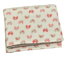 Organic Cotton Coral Elephant Stroller Blanket - Soft Baby Nursery Bedding - thumbnail 2
