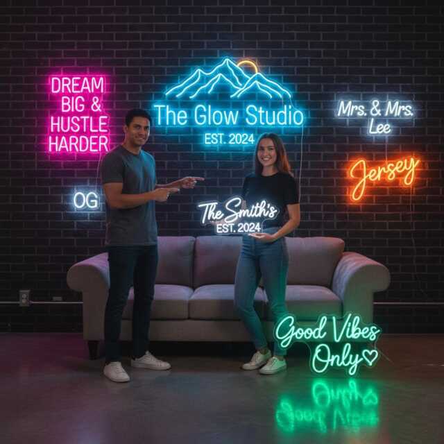 Custom Neon Sign - Led Name Wedding Business Logo Aesthetic Wall Art Bedroom Light - image 1