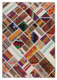 Multicolor Handmade Turkish Patchwork Rug - thumbnail 1