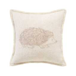 Hedgehog Cushion Cover - Pure Wool Reversible Beige Pillow 45 X 45cm/ 18 18 - thumbnail 2