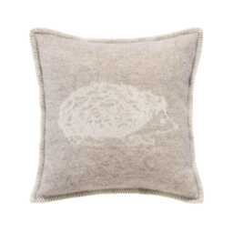 Hedgehog Cushion Cover - Pure Wool Reversible Beige Pillow 45 X 45cm/ 18 18 - thumbnail 1