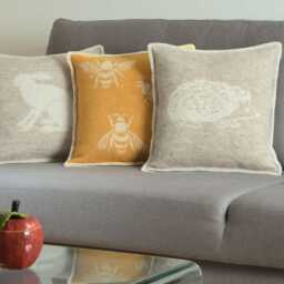 Hedgehog Cushion Cover - Pure Wool Reversible Beige Pillow 45 X 45cm/ 18 18 - thumbnail 3
