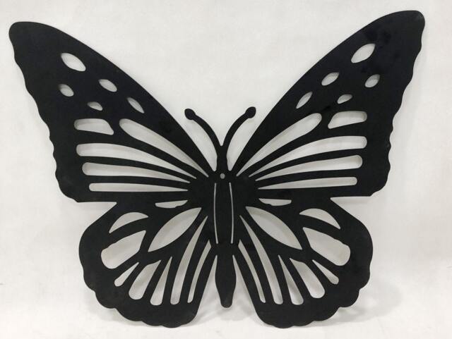 Black Butterfly Metal Wall Art Laser Cut, Weatherproof - 60x50cm - image 1