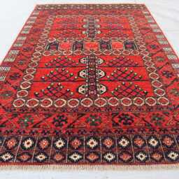 4'2x6'0 Brand Kazak Red Farmhouse Rug, Handmade Medallion Wool Area Afghan Luxury Design Bedroom Livingroom Office D??cor Rug - thumbnail 2