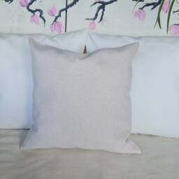 Color Block Pillow Cover Brown Faux Leather & Linen - thumbnail 2