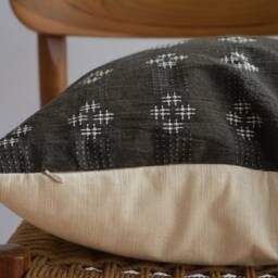 Dark Olive Green Hmong Pillow Cover Ethnic Tribal Design - thumbnail 3