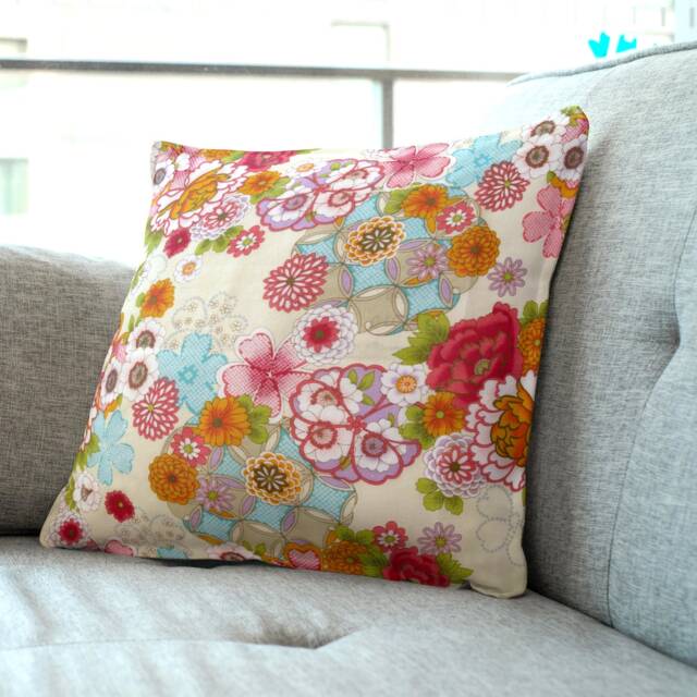 "Cream Chinese Floral Cushion Covers - 16""/18" - image 1