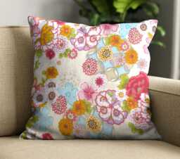 "Cream Chinese Floral Cushion Covers - 16""/18"