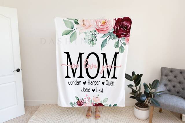 Personalized Christmas Gift For Mom, Grandparents Blanket From Grandkids, Mom Present, Grandma - image 1