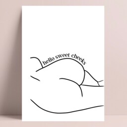 Bathroom Wall Decor, Hello Sweet Cheeks, Humour, Bum Print, Prints & Posters, Typography, House Warming Gift - thumbnail 2