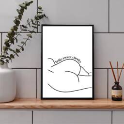 Bathroom Wall Decor, Hello Sweet Cheeks, Humour, Bum Print, Prints & Posters, Typography, House Warming Gift - thumbnail 1
